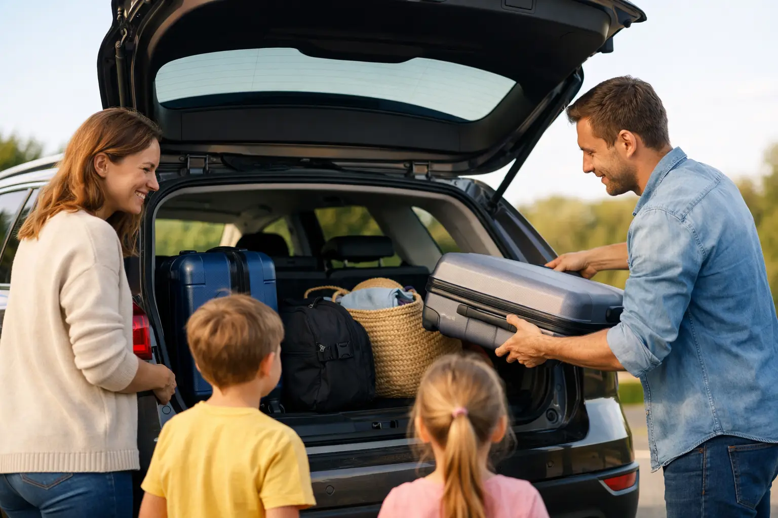 Een familiewagen met grote koffer kiezen